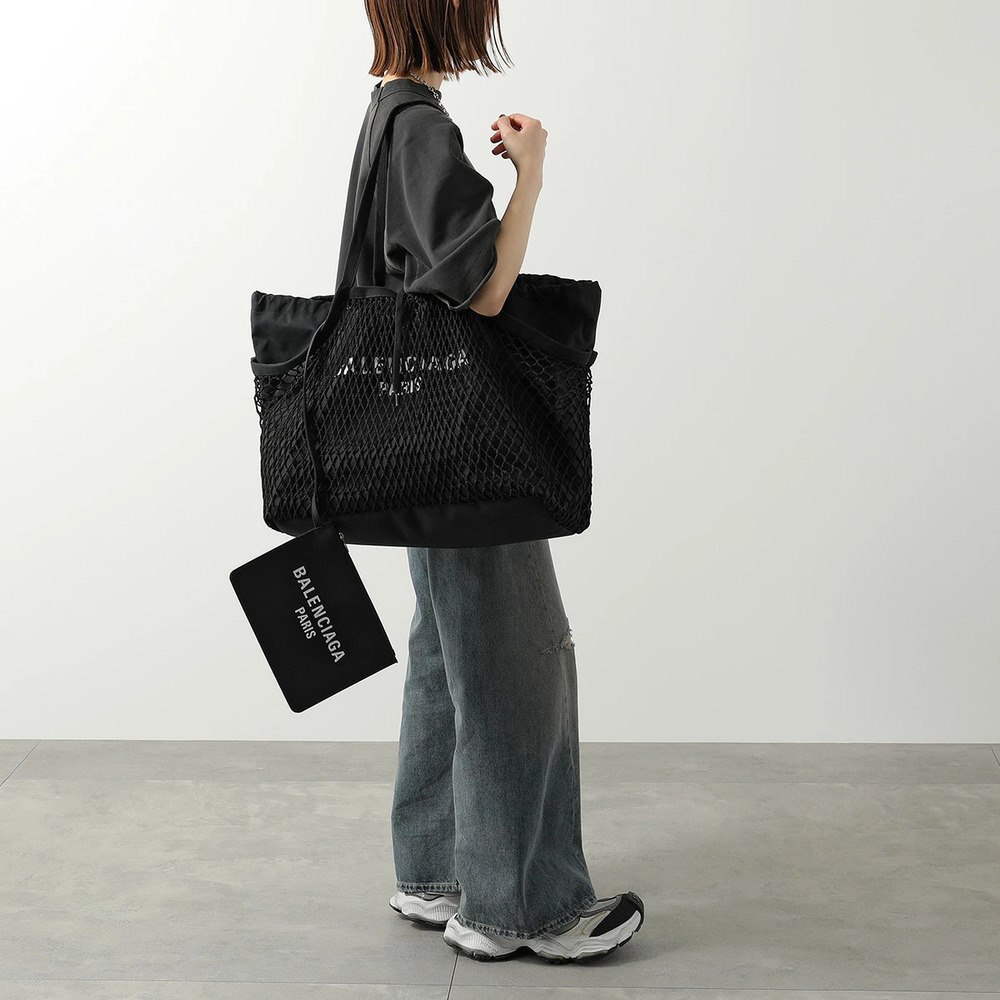 Balenciaga Tote Bag L Fishnet Layer Canvas Pouch
